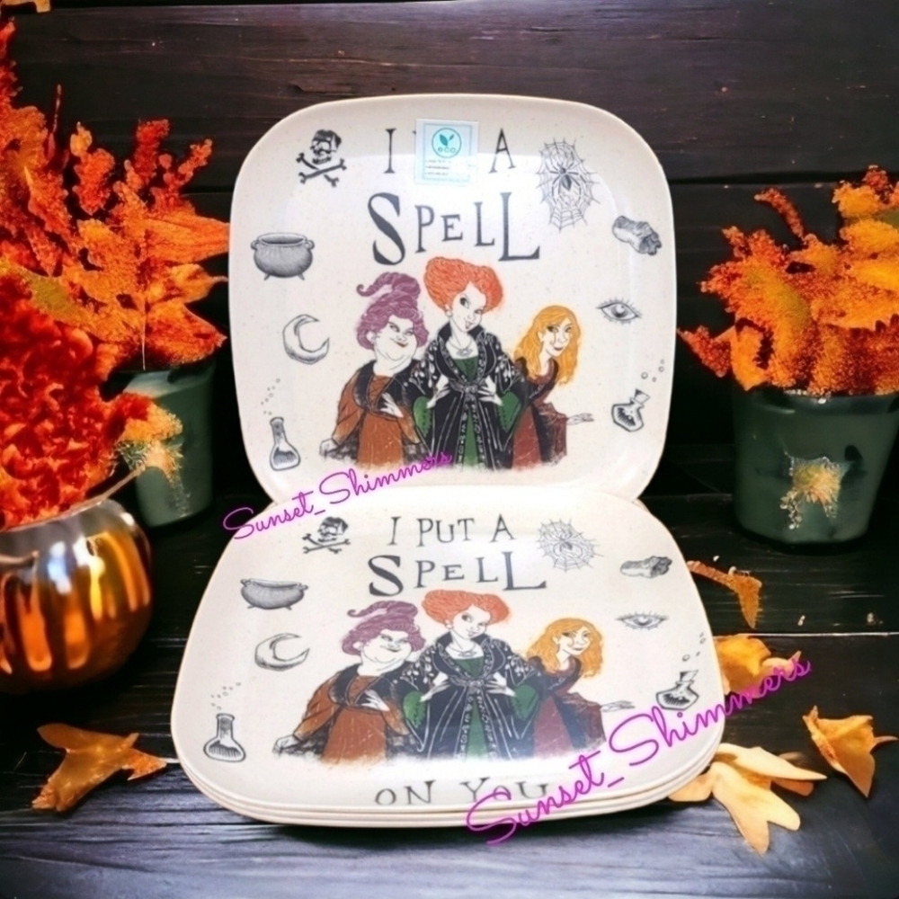 4PC 10" Disney Hocus Pocus Witch Sanderson Sisters Halloween Eco Bamboo PLATE